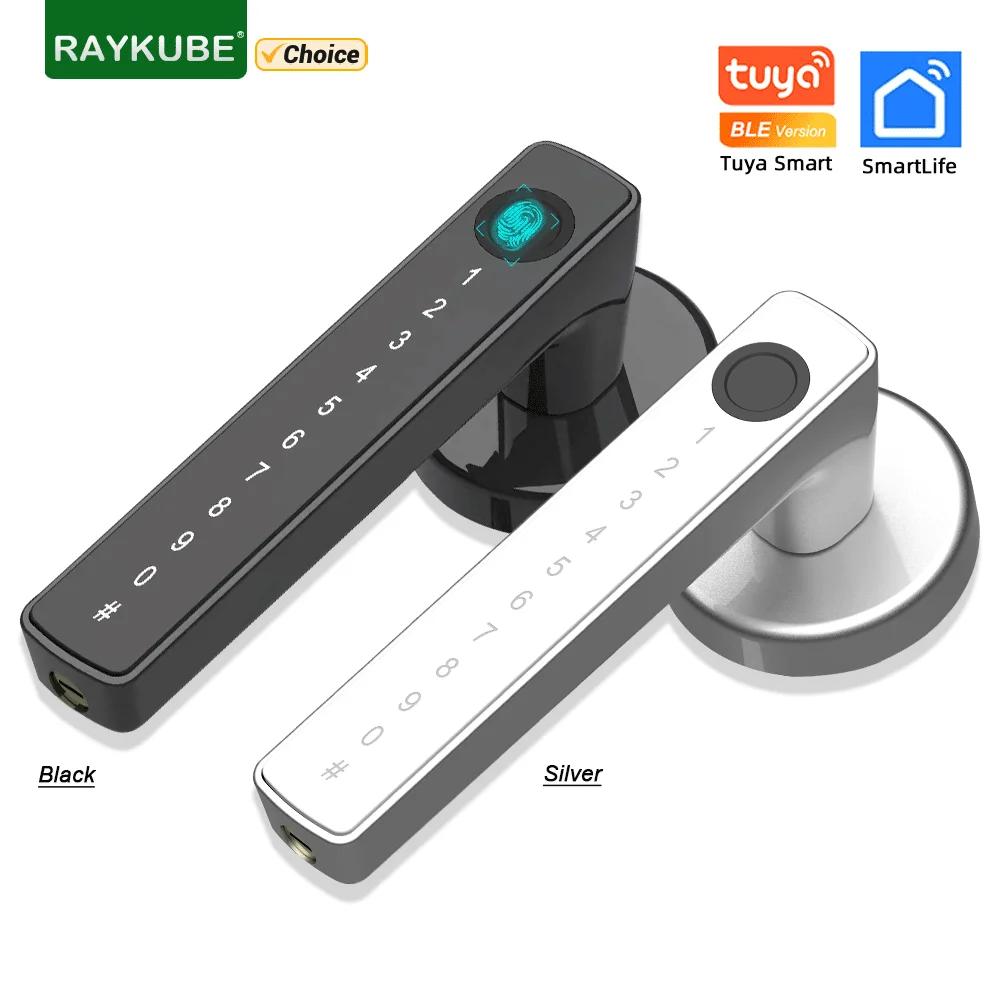 RAYKUBE-Fechadura de porta de impressão digital, Fechadura Eletrônica Digital com Senha, Cartão IC, Smartlife, Desbloqueio Tuya APP, M5 Tuya BLE