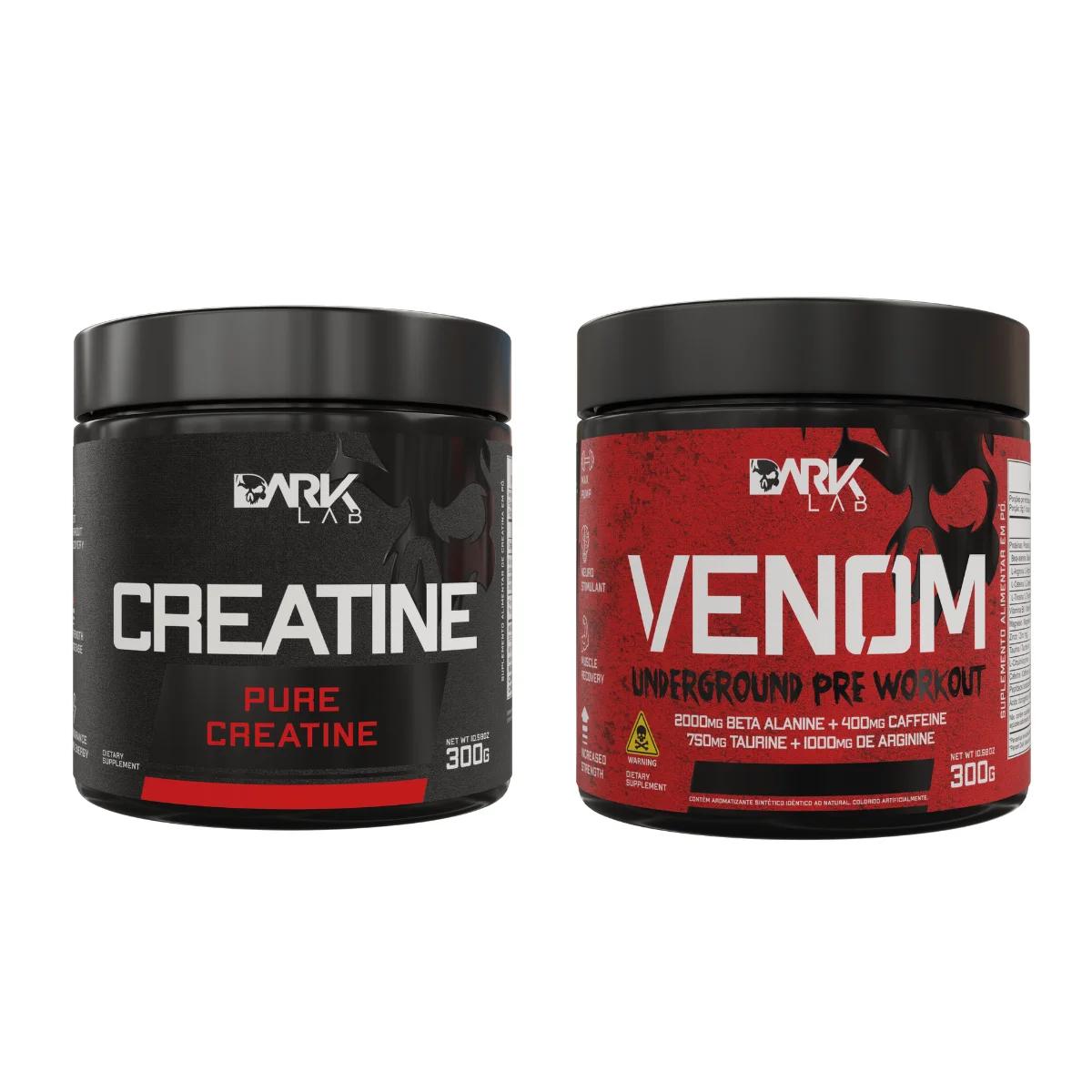 Creatina Pura 300g + Pre Treino Venom 300g