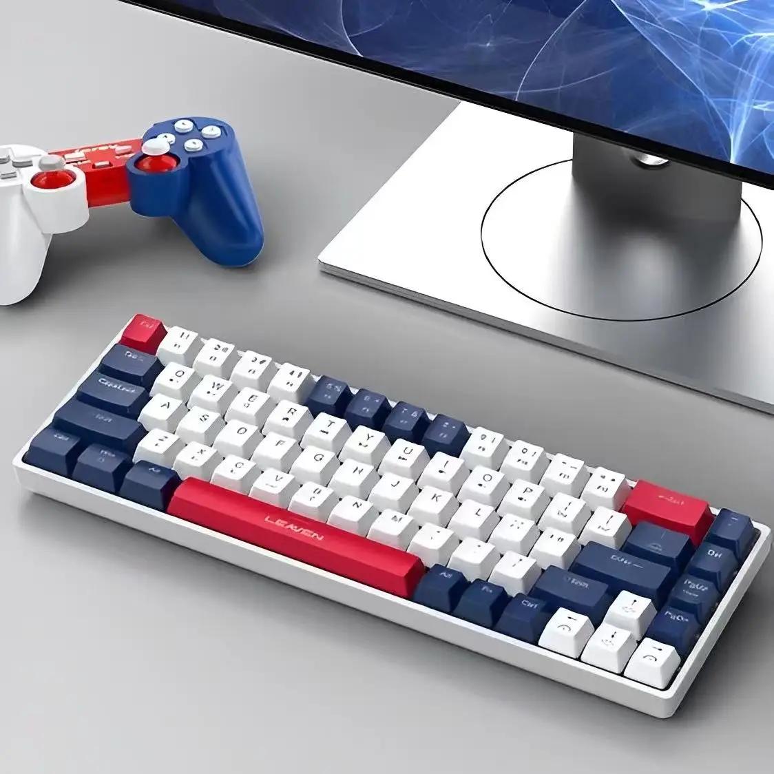 Teclado Gamer/ Escritório Com Fio RGB LED Iluminado Com 68 Teclados Mecânicos