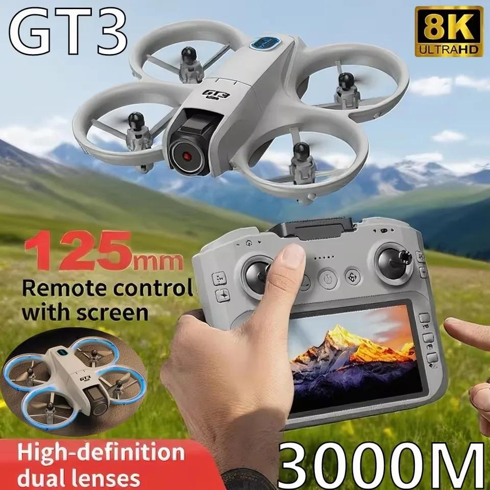NOVO Drone GPS GT3 com câmeras duplas 8K HD 180 °   FPV 5G WIFI Motores Brushless Inteligência Evitar Obstáculos Quadricópteros Dobráveis