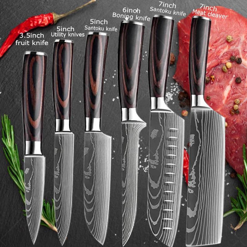 Damasco faca do chef facas de cozinha conjunto profissional desossa faca cutelo carne faca utilitária japonês santoku faca com capa