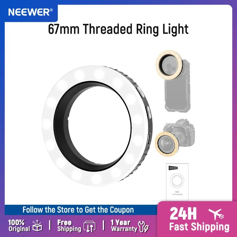 Anel de Luz LED Bicolor Recarregável NEEWER Basics 67mm com Rosca para Suportes/Cases/Lentes de Celular de 67mm - Iluminação de Preenchimento para Selfie e Fotografia