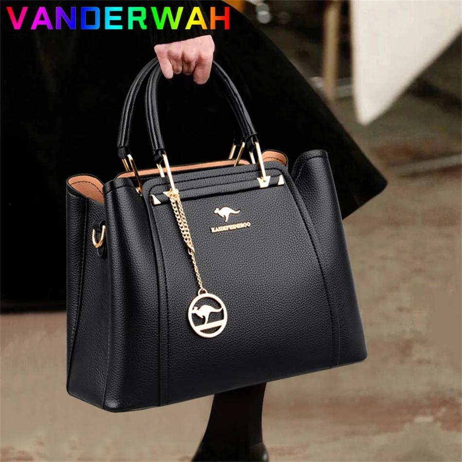 Bolsas de luxo de couro macio bolsas femininas designer 3 camadas ombro crossbody sac senhoras grande capacidade compras mensageiro tote
