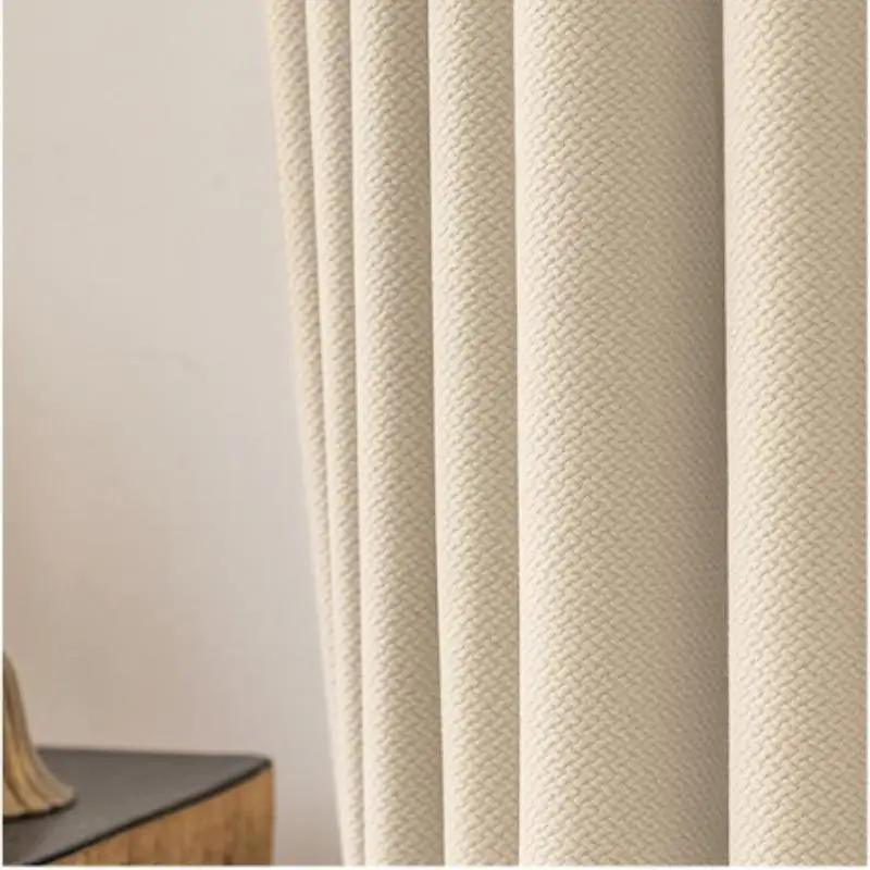 Cortinas de Sala de Estar e Quarto Personalizadas de 310cm de Altura, Jacquard Dupla Face em Cor Sólida, 80%-90% Blackout