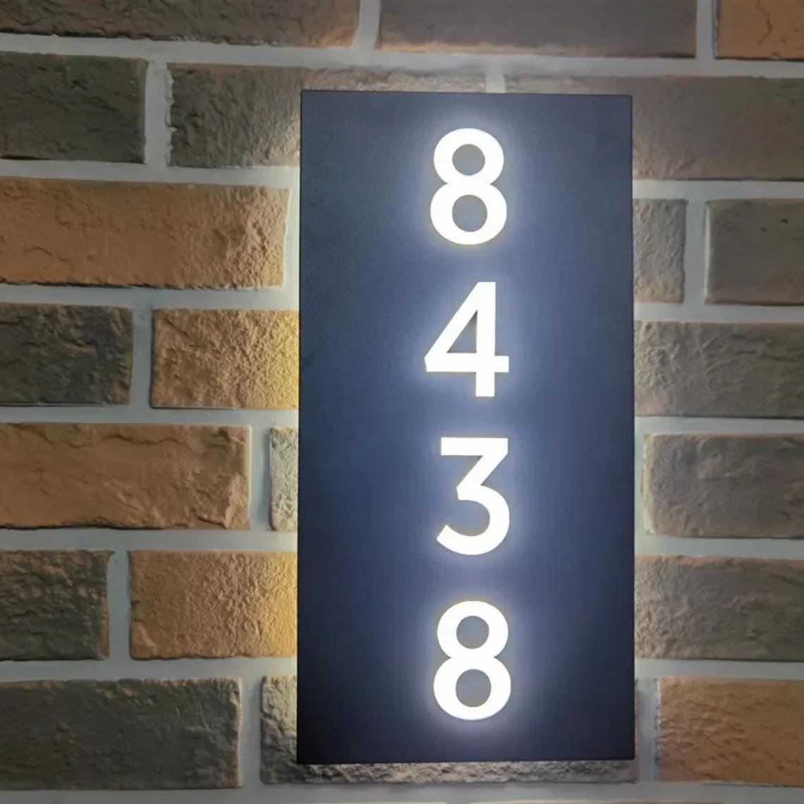 Placa de endereço personalizada LED sinal de número de casa para luz de endereço ao ar livre