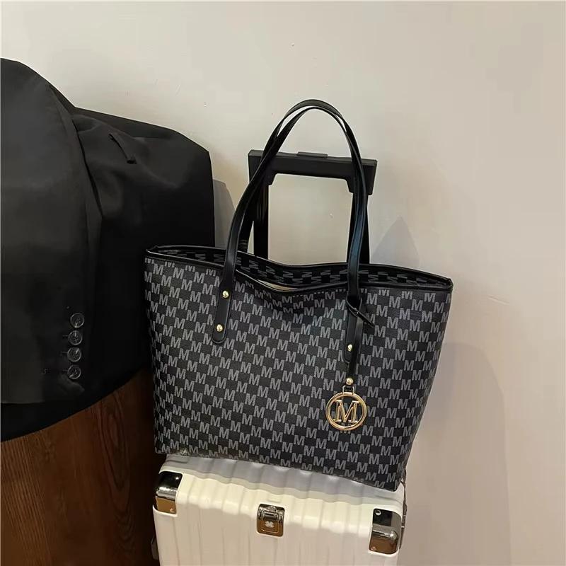 Bolsa Tote Vintage para Mulheres Grande Capacidade Moda Elegante Bolsa Clássica de Ombro Bolsa de Compras Feminina