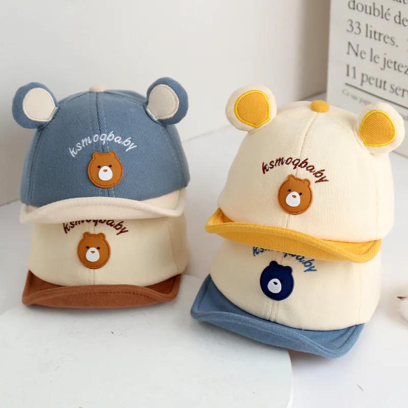 Boné de beisebol do bebê do urso dos desenhos animados com orelhas bonito animal chapéu de sol para meninos meninas casual infantil chapéu de pico