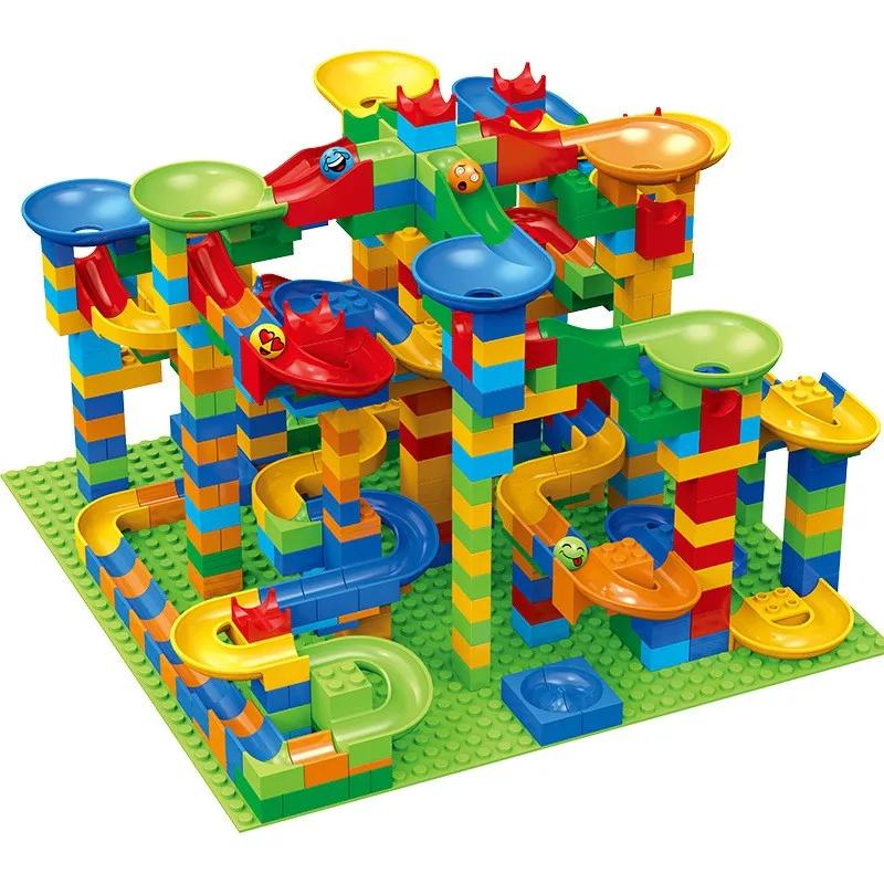 Marble Race Run Blocos de Construção, Maze Ball Track Toy Funil Slide, DIY Bricks Brinquedos, Compatível com a Cidade, 84-504Pcs