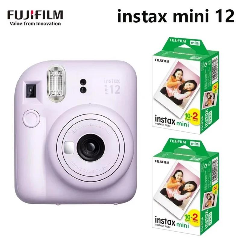 Genuíno fujifilm instax mini 12 câmera instantânea com 20 folhas mini filme papel câmera alça de ombro saco acessórios presente terno