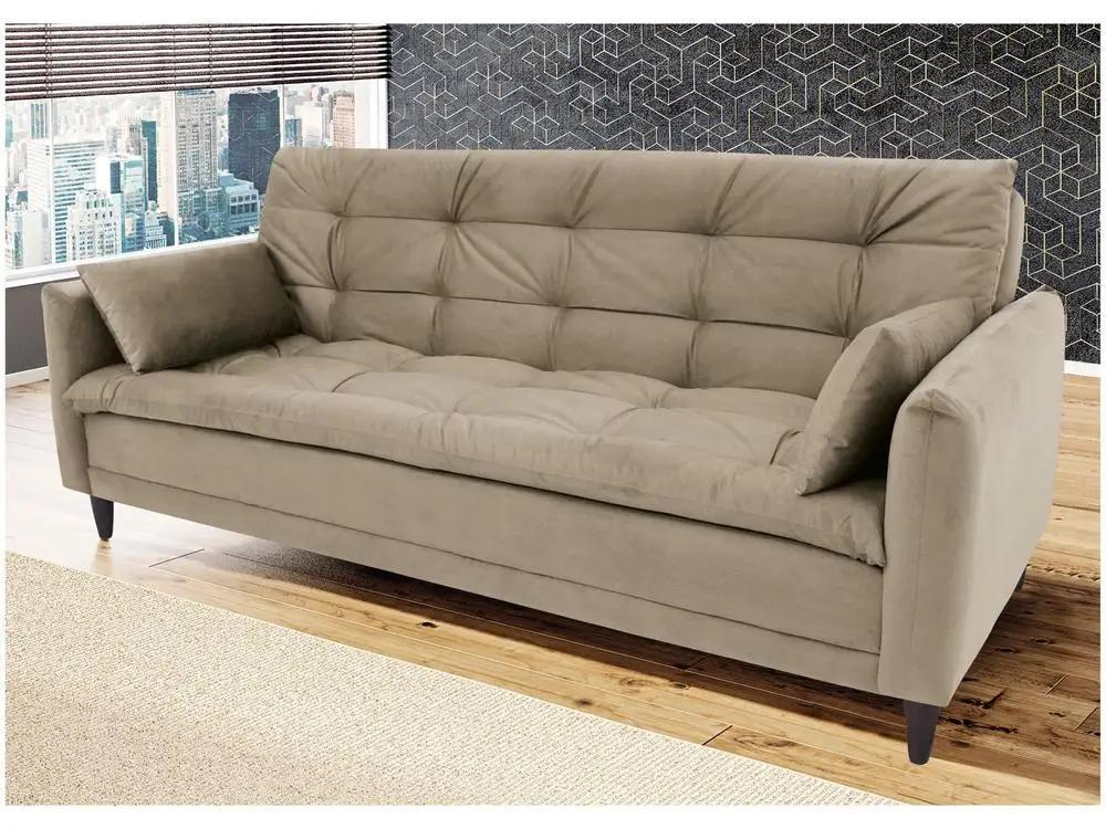 Sofá-cama Casal 3 Lugares Reclinável Suede Linoforte Estela