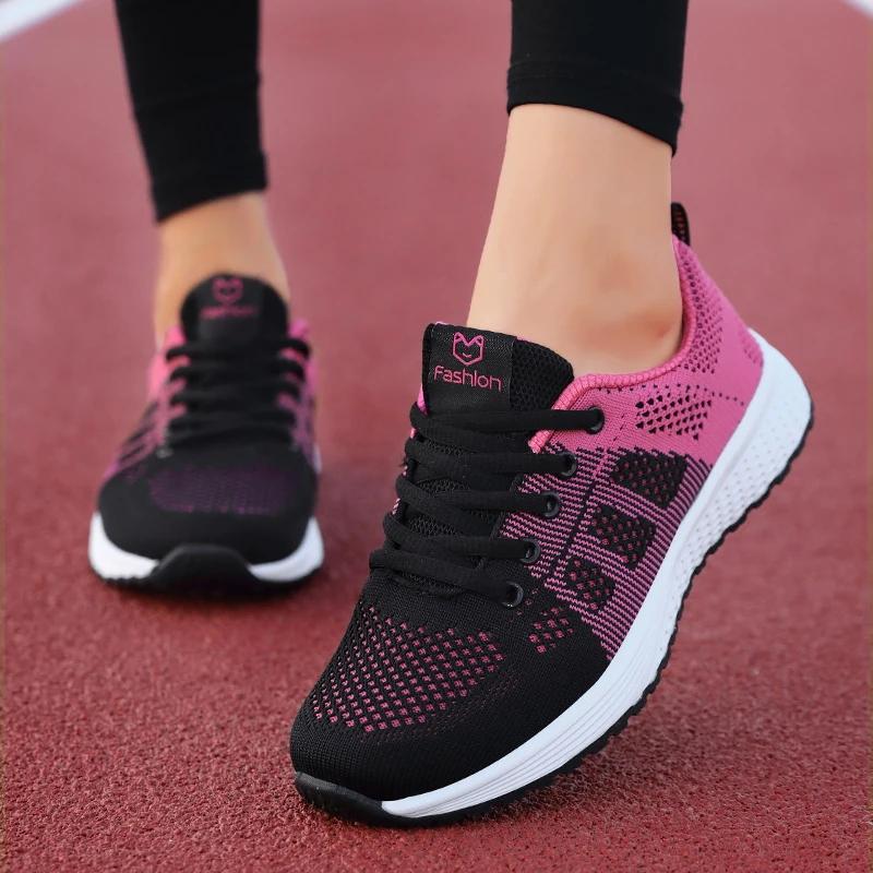 Mulheres sapatos esportivos moda plataforma tênis senhoras primavera verão apartamentos tênis de corrida para mulher sapatos casuais malha jogging tênis