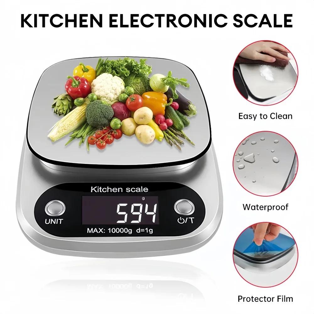 Balança de cozinha digital de aço inoxidável lcd eletrônica balança de alimentos jóias café cozimento portátil ferramenta de cozinha de alta qualidade 10kg/1g