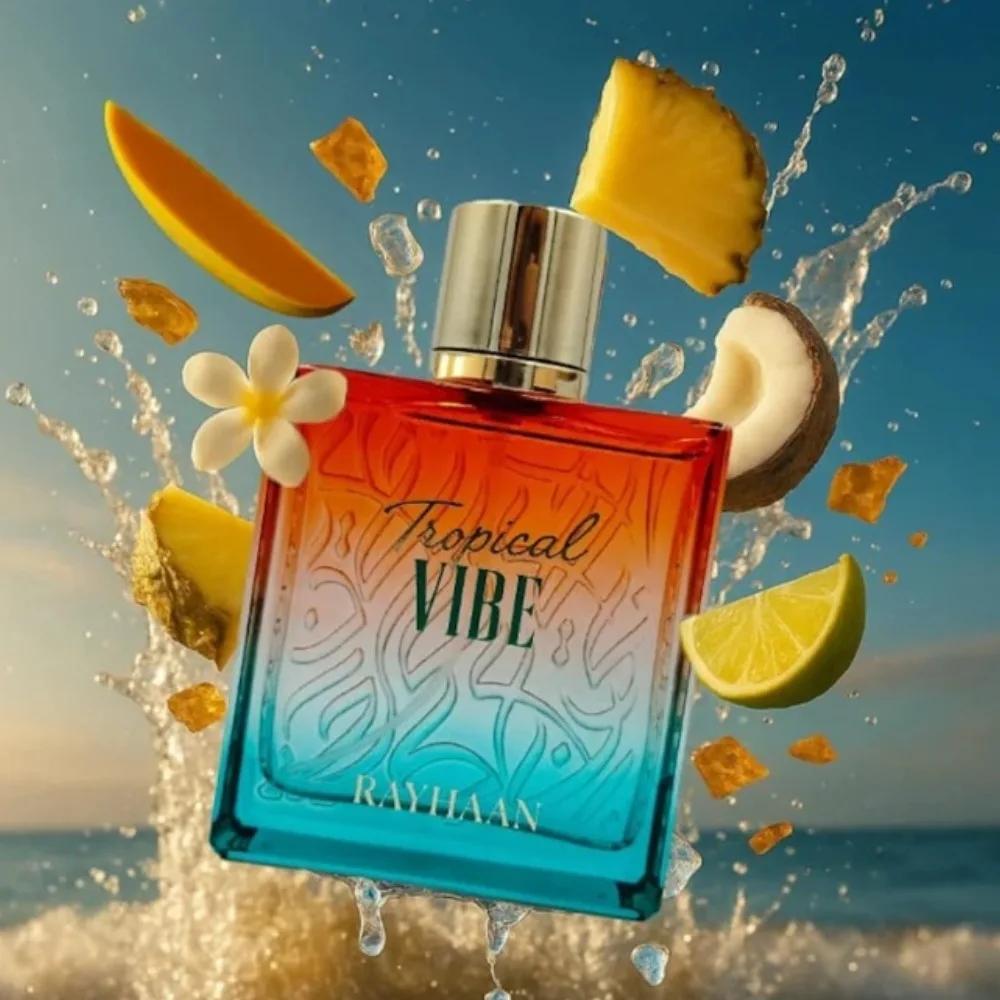 Fragrância Unissex Rayhaan Tropical Vibes, Aroma Frutado Tropical de Longa Duração, Eau De Toilette de Ilha Tropical Fresca