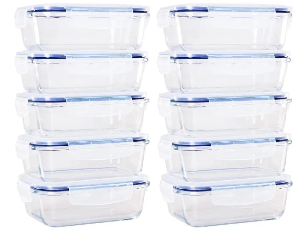 Jogo de Potes de Vidro Brinox com Tampa Retangular Lock & Stock 640ml 10 Peças