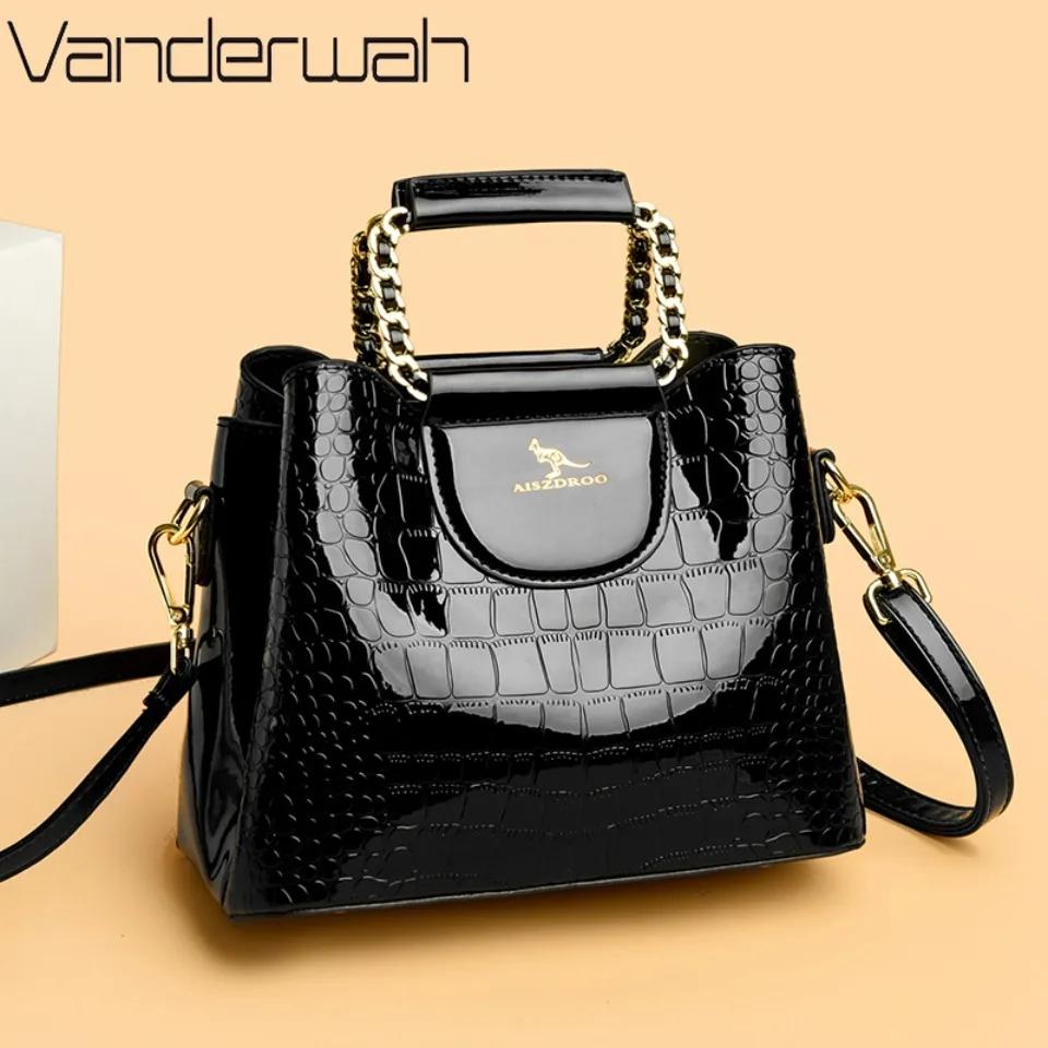 Bolsas de luxo de 3 camadas em couro PU, bolsas de ombro e transversais para mulheres, bolsas de grife com alça superior, Sac A Main.