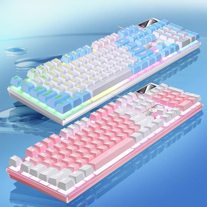 YINDIAO Teclado Gaming Com Fio Laptop Desktops PC Computador Acessórios de Escritório Teclados Gamer de Baixo Perfil Com Numpad