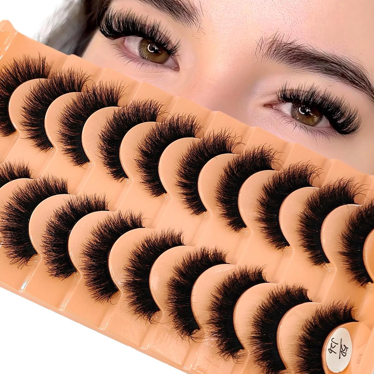 Novo 10 pares de cílios maquiagem macio fofo 3d vison cílios postiços grossos feitos à mão volume vison cílios falsos cils naturais cílios falsos