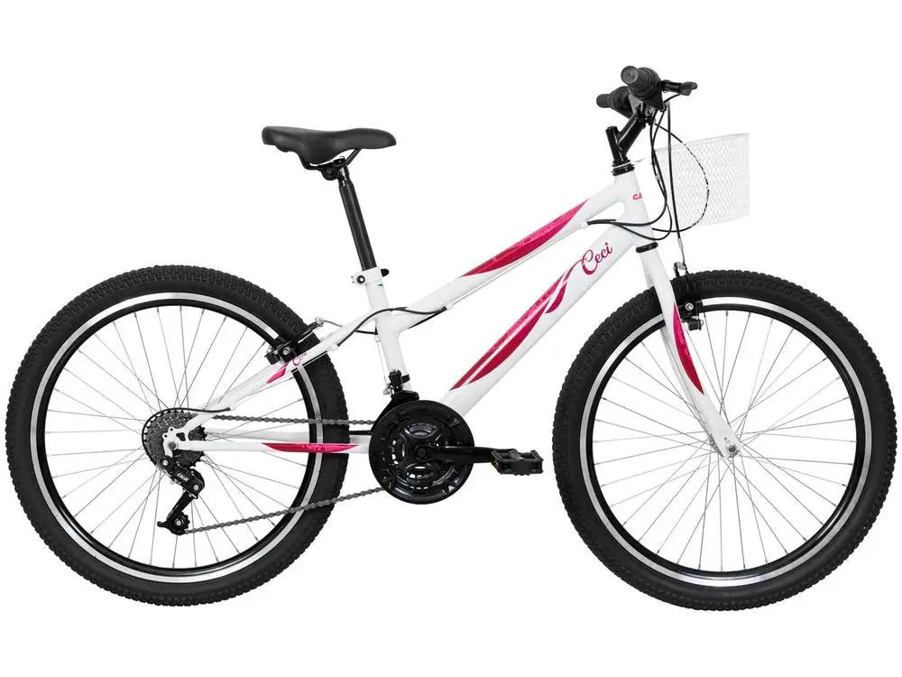 Bicicleta Infantil Aro 24" Caloi Ceci Branca 21 Marchas
