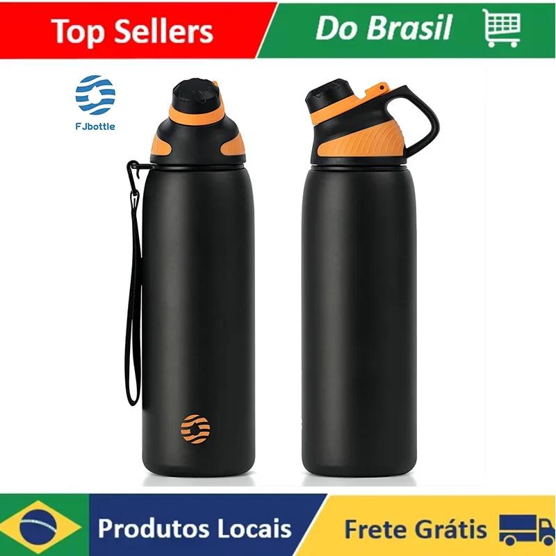 Fjbottle garrafa termica de água com tampa magnética Garrafa de água de aço inoxidável para esportes ao ar livre Mantém frasco de vácuo isolado frio 1000ml