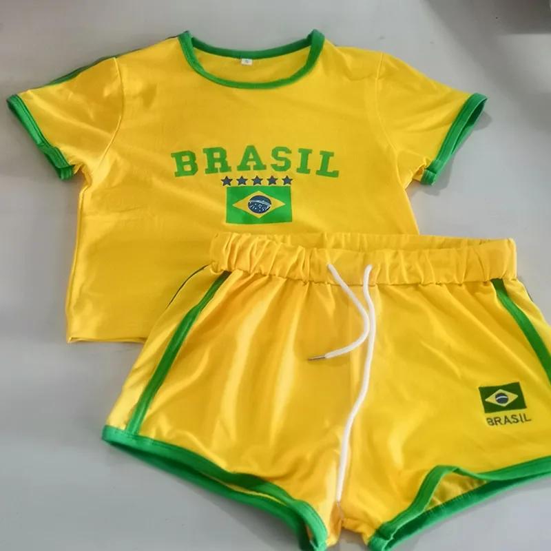 2000s estética brasil carta impressão camiseta shorts terno feminino vintage grunge manga curta bebê camisetas verão colheita topo y2k roupas