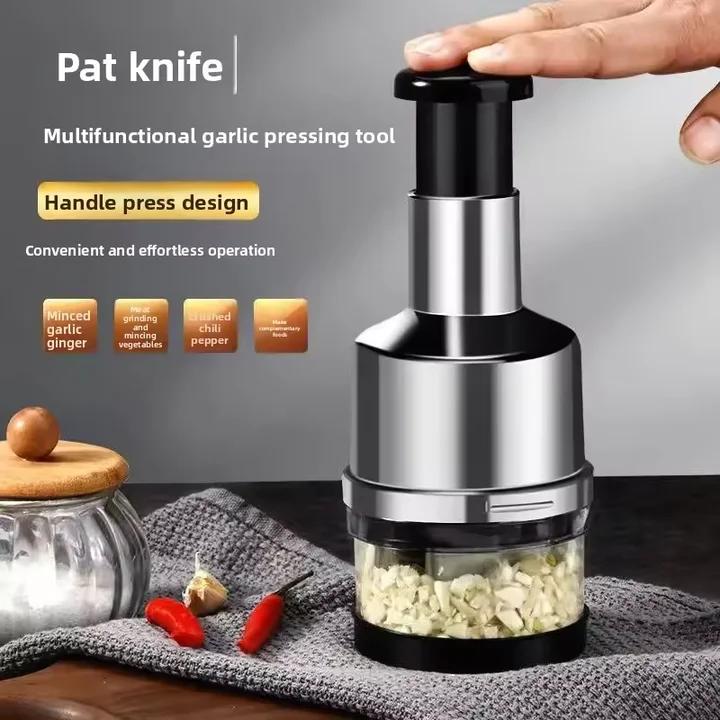 Manual de aço inoxidável mão chopper ferramentas cozinha alho chopper vegetal slicer mini picador triturador para alho gengibre erva porca