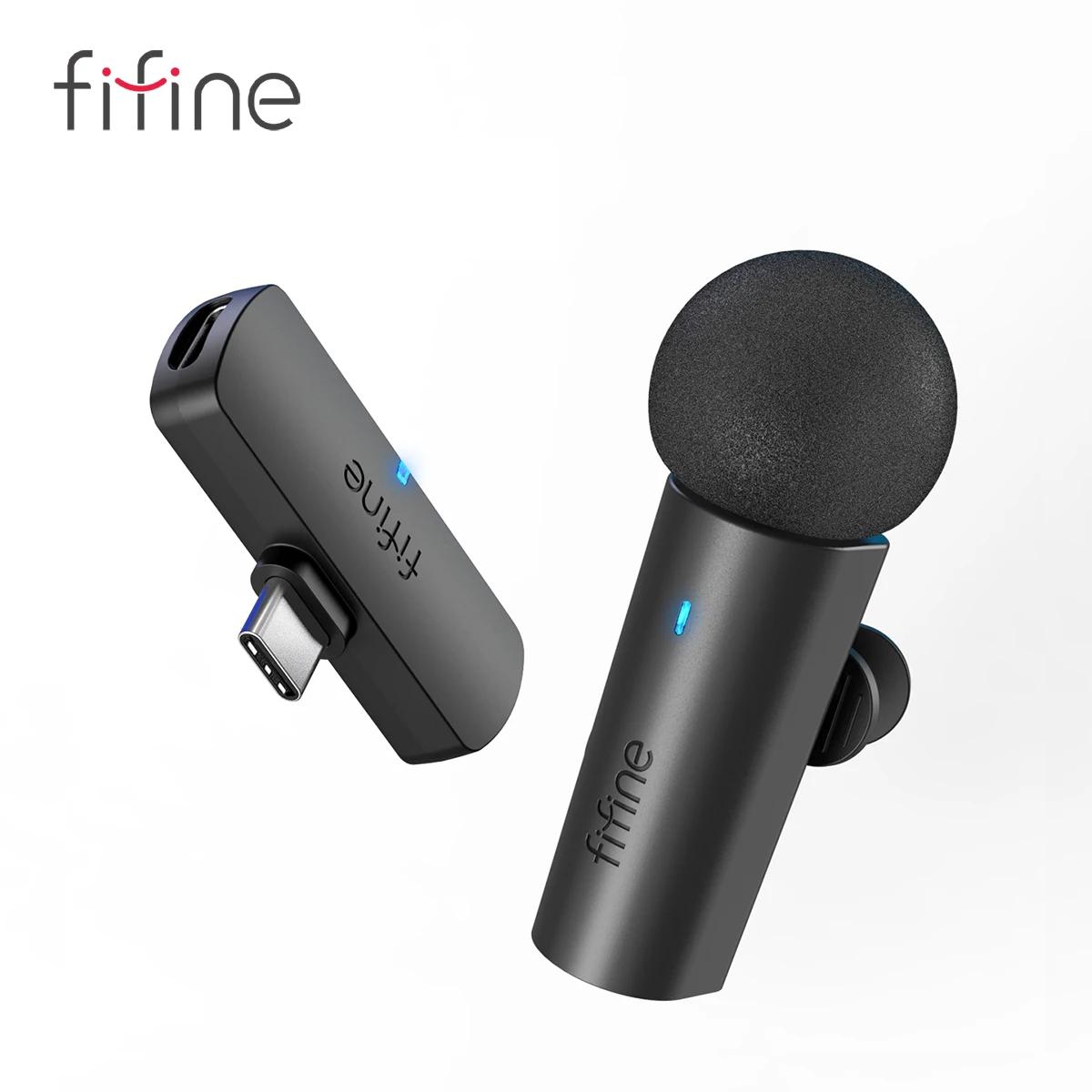 Microfone de gravação de lapela sem fio FIFINE, mini microfone tipo C para celular/tablet/laptop, fluxos ao vivo/vlog/interview-M6