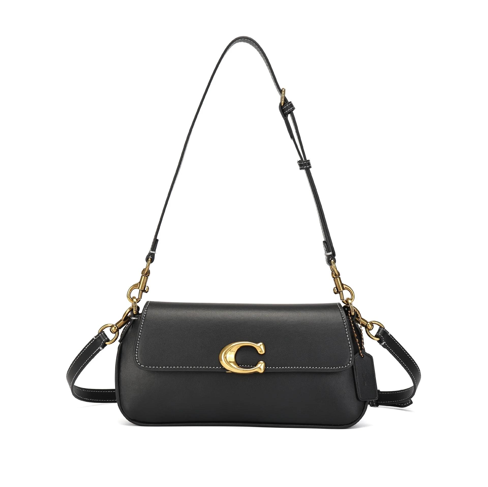 Nova Bolsa Trapezoidal Quadrada, Bolsa Baguete, Bolsa Retrô Fashion com Tampa Articulada para Ombro Único, Transversal e Axilar