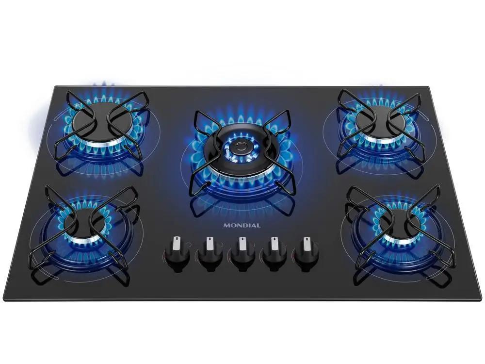 Cooktop 5 Bocas Mondial a Gás GLP Preto - Bivolt