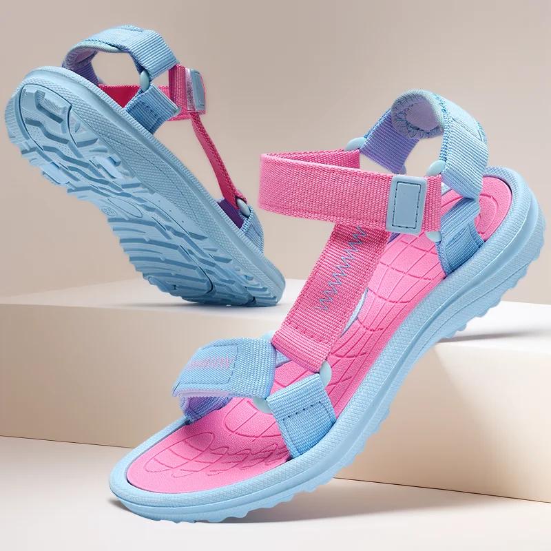 Sandálias infantis de verão para meninas, respiráveis, esportivas para atividades ao ar livre, sapatos de praia, dedo aberto, confortáveis, para caminhada, Size30-38