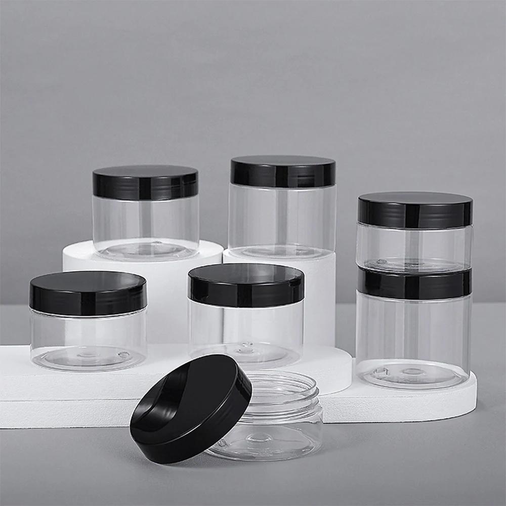 10/30 pces 50ml 100ml 150ml 250ml frasco de creme cosmético vazio com tampa de alumínio recipiente de armazenamento de plástico transparente pet maquiagem pote viagem