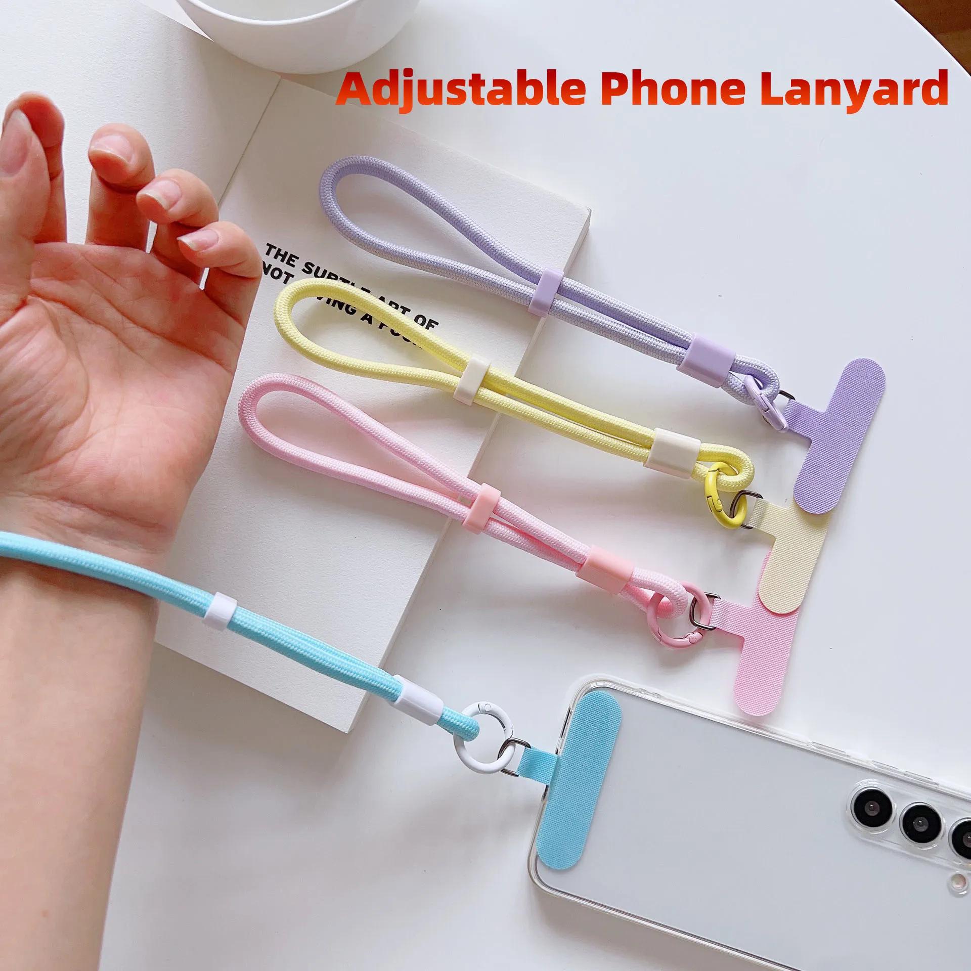 Cordão curto ajustável universal, alça de pulso colorida para celular, acessórios para capa de celular
