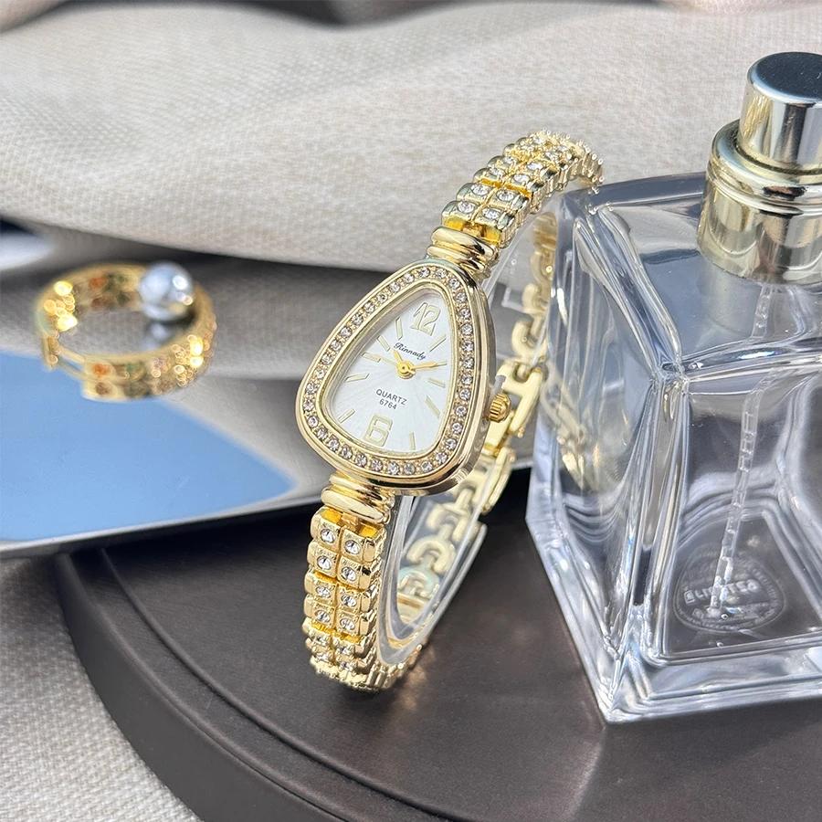 Caixa de liga de cabeça de cobra conjunto de diamantes feminino listra de sol escala diamante-conjunto pulseira fina relógio de quartzo relógio feminino de luxo