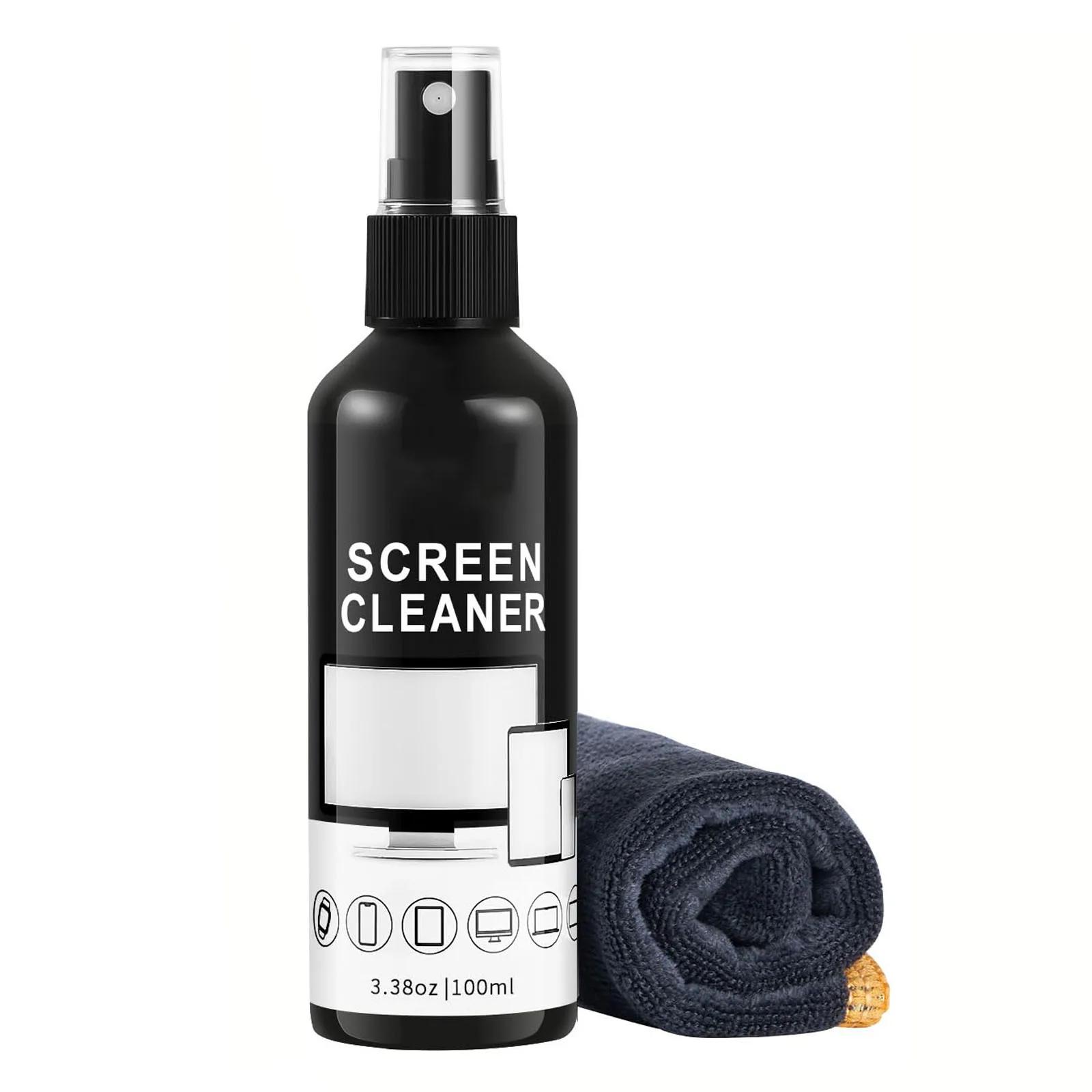 Kit de spray para limpeza de tela, spray limpador de vidro e pano de limpeza de microfibra, adequado para uma variedade de vidro, óculos, lentes de câmera