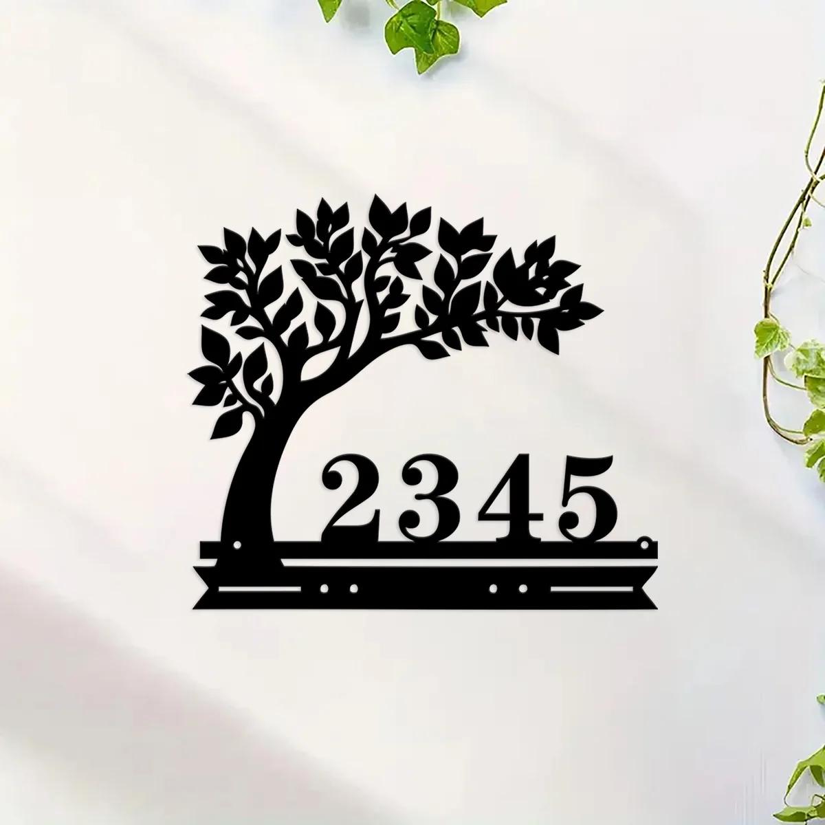 Custom Metal House Number Sign, Sinal personalizado, Tree of Life, Número do endereço, Home Numbers, Outdoor Decor, Resistente às intempéries