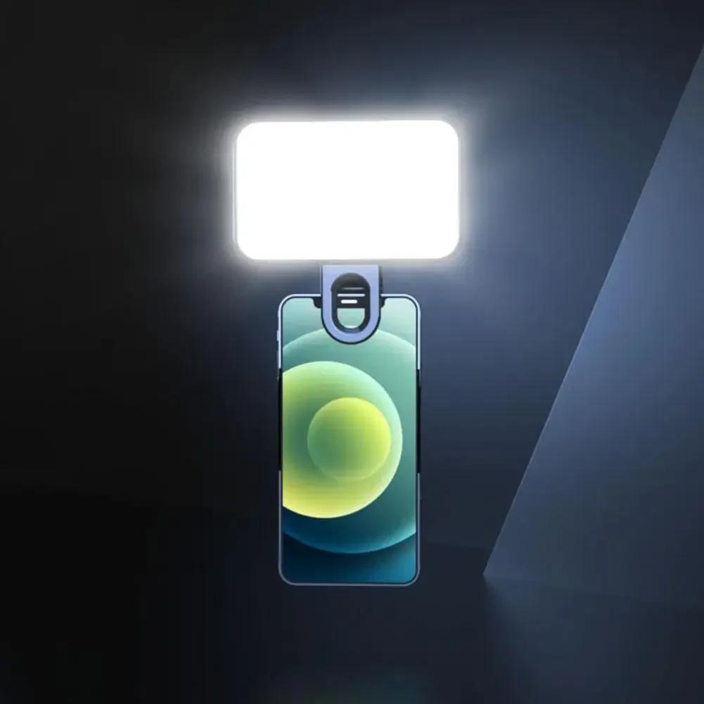 Mini luz de preenchimento portátil para selfie, recarregável, 3 modos de brilho ajustável, clipe para celular, maquiagem, computador, luz de preenchimento