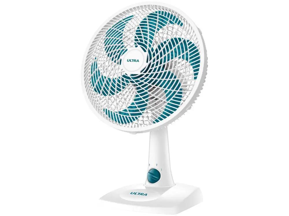 Ventilador de Mesa Ultra V-UT-30-01 30cm 6 Pás 3 Velocidades Branco e Azul - 220V