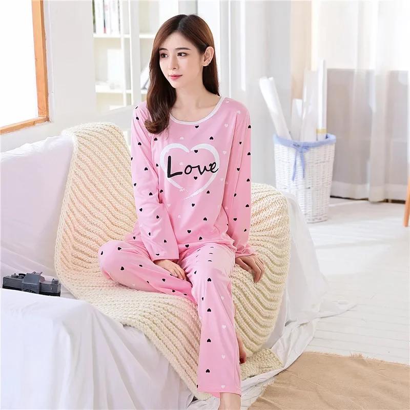 Outono 2 peças pijamas conjunto feminino fino sexy pijamas linda casa terno 2025 em torno do pescoço meninas xícara de chá pijamas manga longa