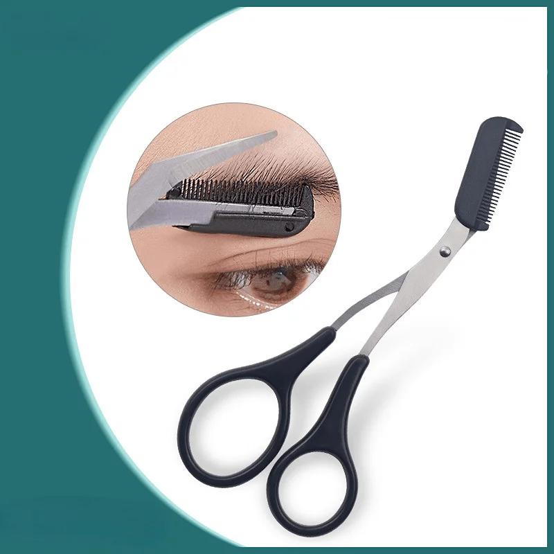 Conjunto de Ferramentas para Aparar Sobrancelhas 1/3 Peças: Pinça de Aço Inoxidável, Tesoura com Pente e Lâmina - Kit de Beleza