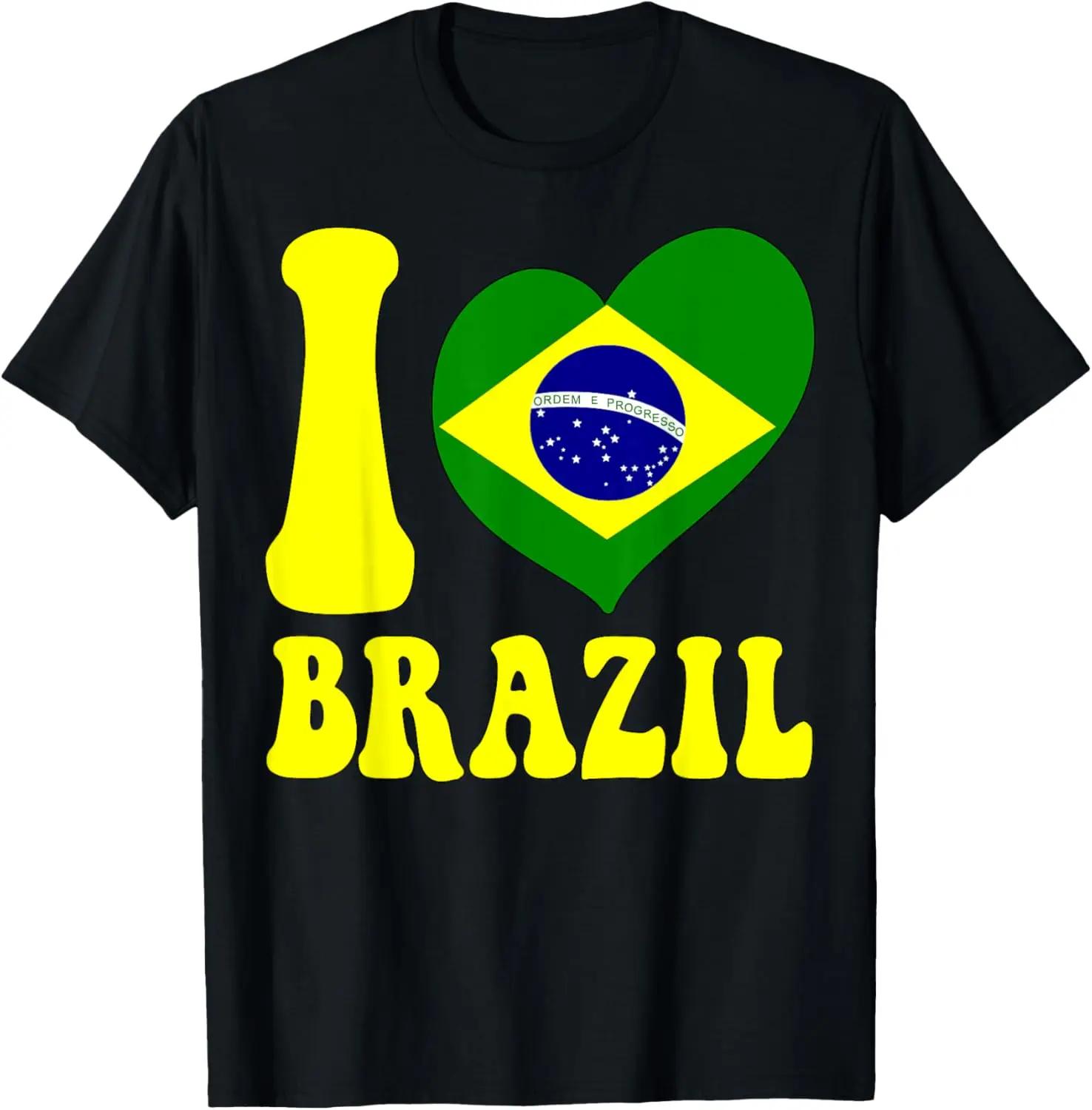Eu amo Brasil Eu amo Brasília Camiseta gráfica legal com bandeira do Brasil e coração