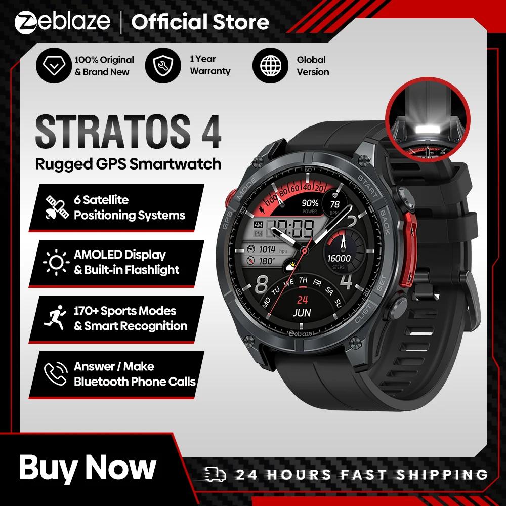 Novo zeblaze stratos 4 gps relógio inteligente 1.43 display amoled bússola embutida altímetro barométrico lanterna chamada de voz smartwatch