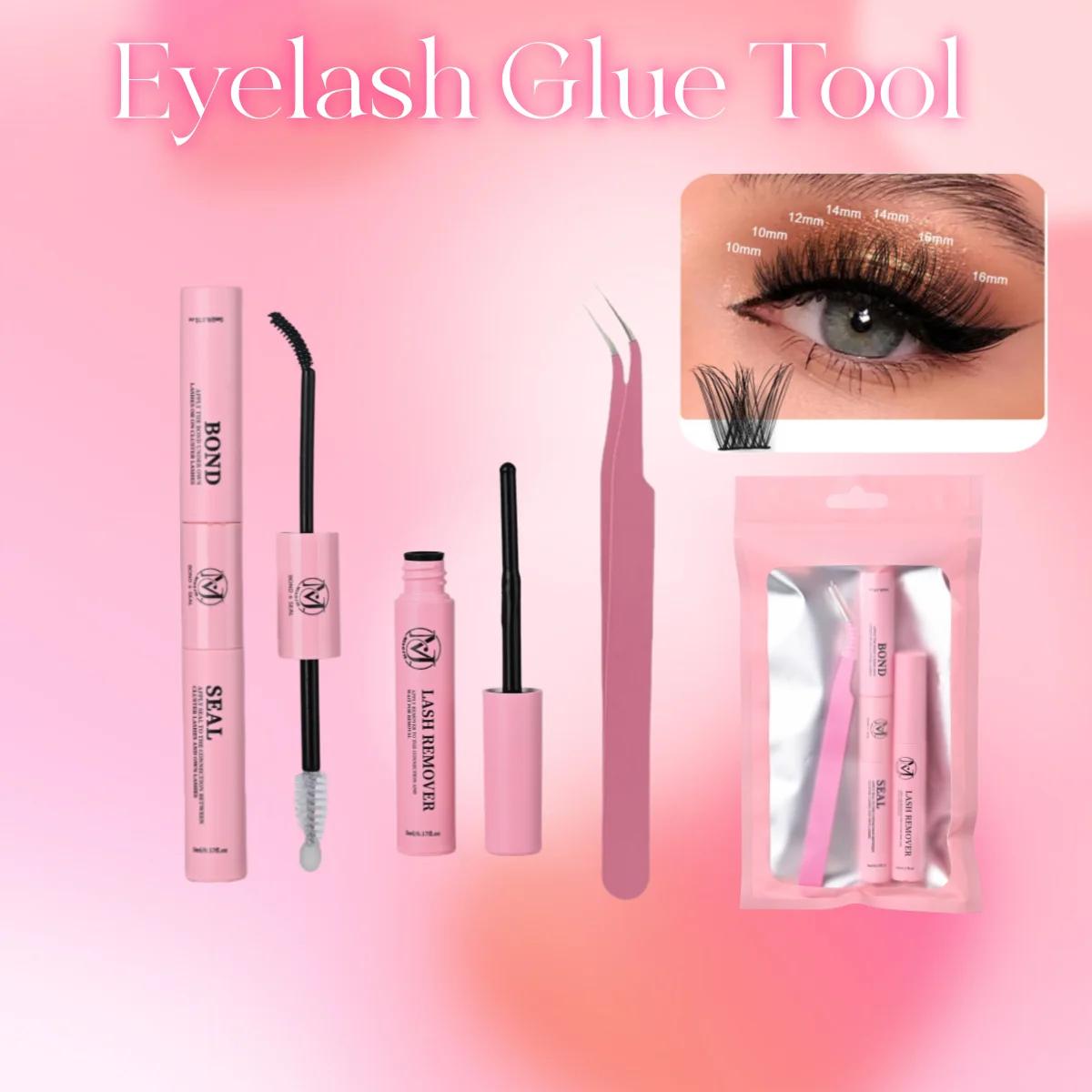 Miaojie cola e vedação para clusters de cílios, cola fixa forte, duradoura, ferramenta de extensão de cílios