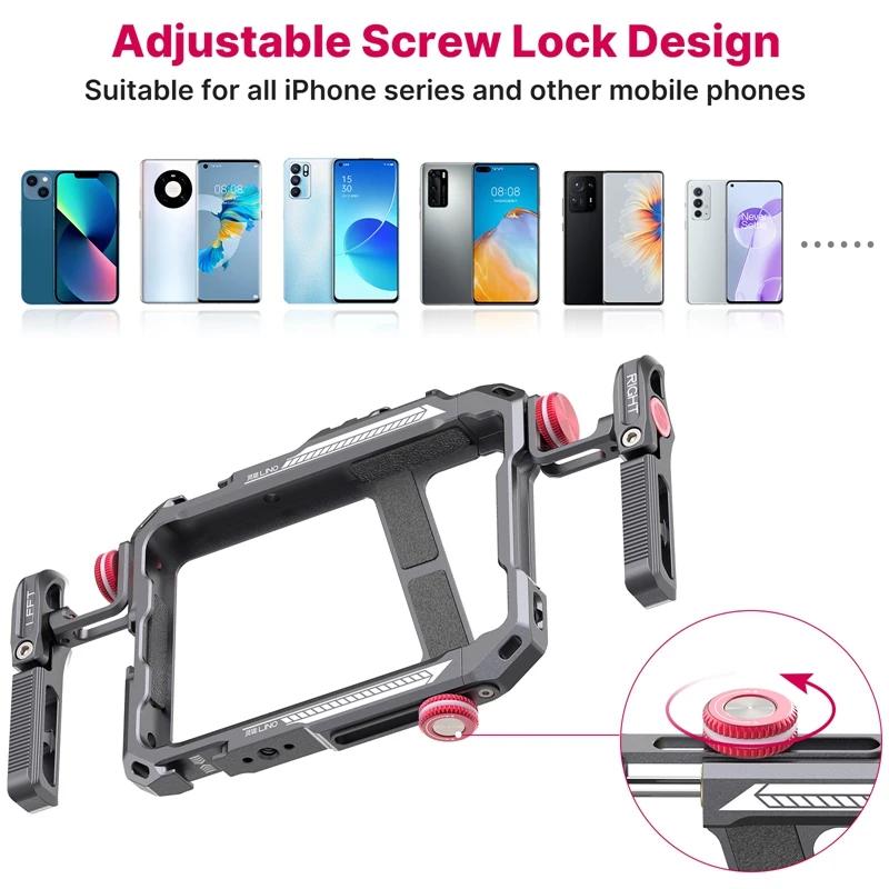 Ulanzi lino telefone gaiola vídeo vlog rig alça para 5.4 ''a 6.7'' iphone x 11 12 13 14 pro max android telefone fotografia